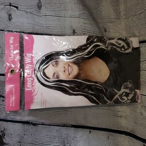 Wig costume accessory black white long with curl Fun World